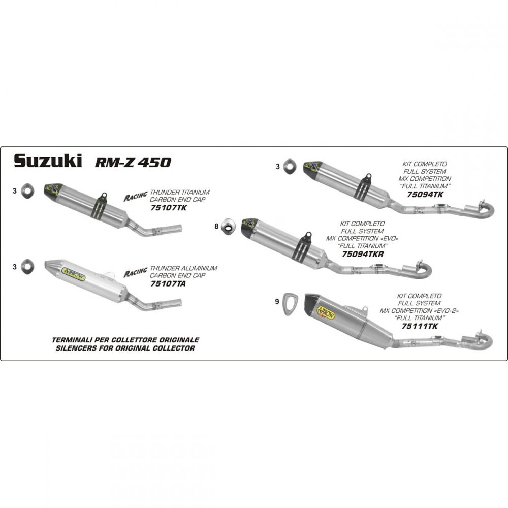 送料込13年式RM-Z450用クランク一式未使用品 Suzuki RM-Z450 11-13 Full Titanium ARROW EVO Race Exhaust with