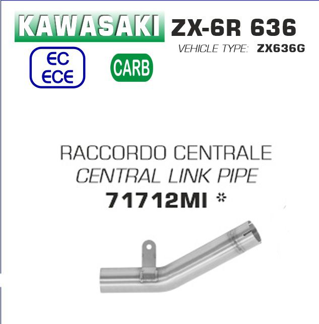 Kawasaki ZX-6R 2019-2020 ARROW De-Cat Link/Mid Pipe - FREE UK