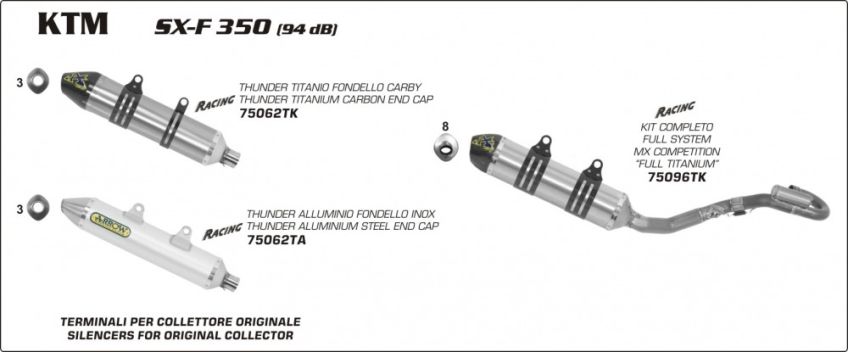 KTM 350 SX-F 2011 ARROW Titanium/carbon race silencer (94db)