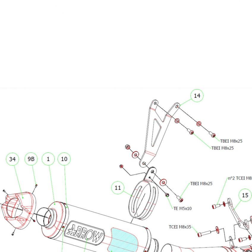 BMW S1000RR 10-14 ARROW Competition | Race system silencer bracket