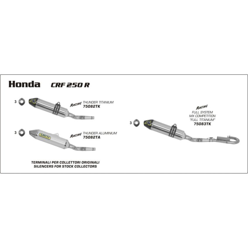 Honda CRF250R 2010 ARROW All titanium 94db full race system with carbon end cap 