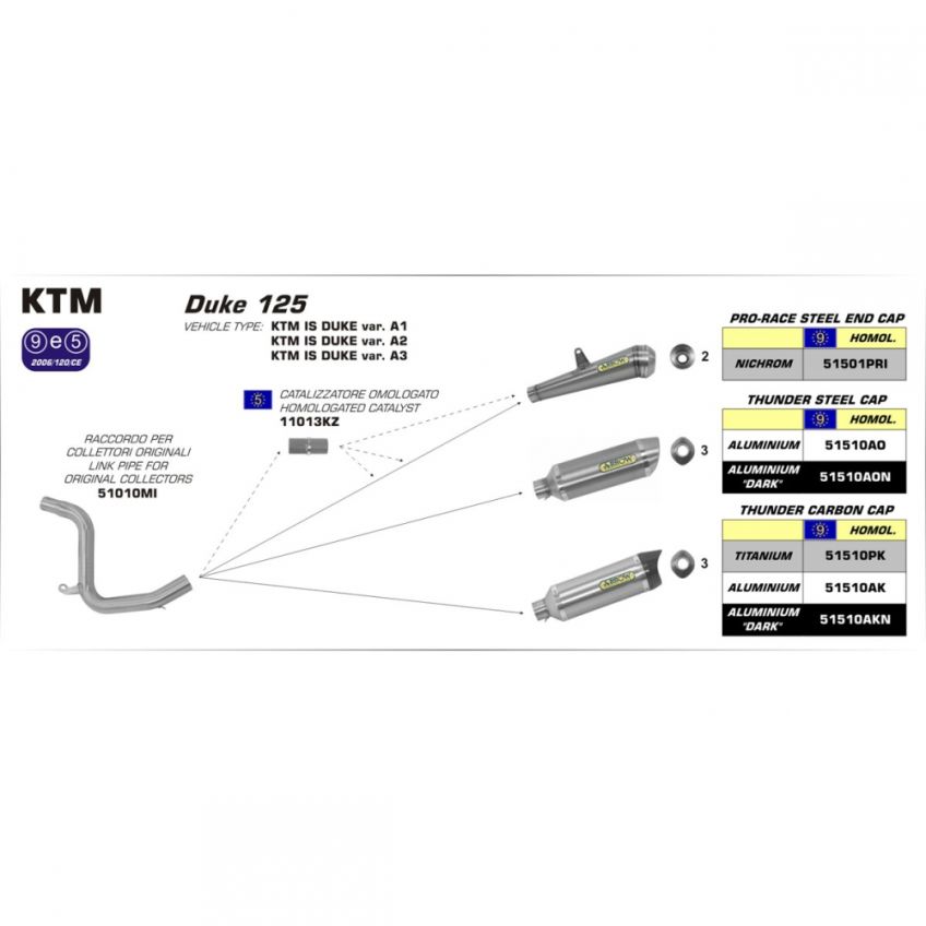 KTM 125 Duke KTM DUKE 125 2017 ARROW Catalytic converter kit