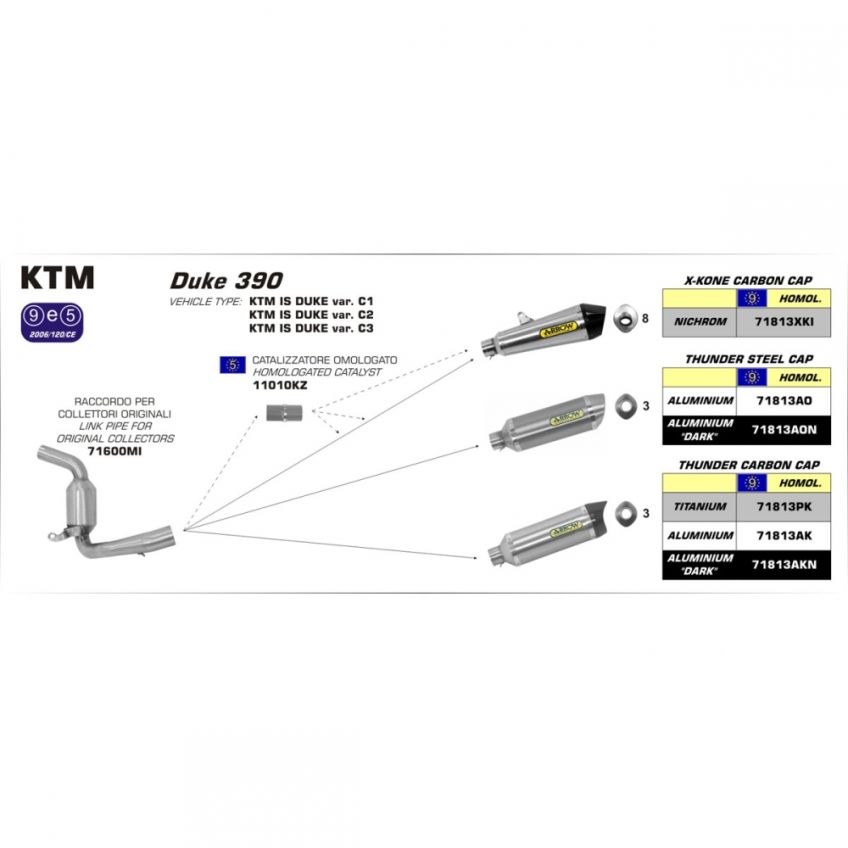 KTM 390 Duke 13-14 ARROW Catalytic converter kit