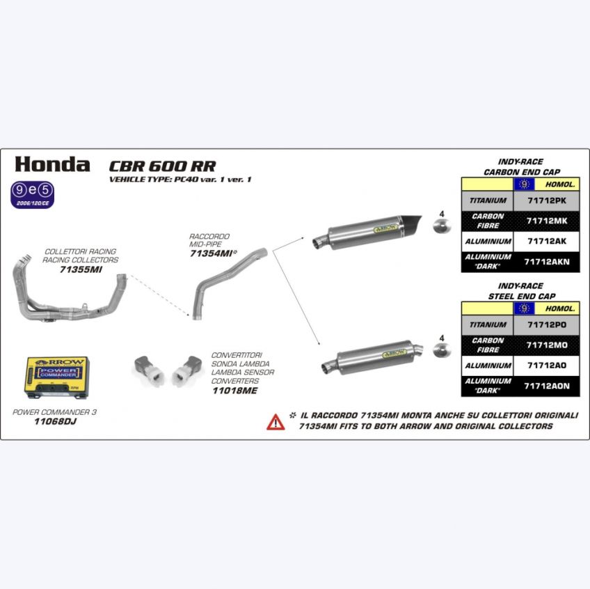 Honda CBR600RR 07-08 ARROW Road approved aluminium / carbon silencer 