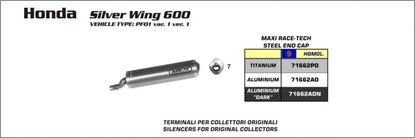 Honda Silver Wing 600 01-06 ARROW Aluminium silencer 