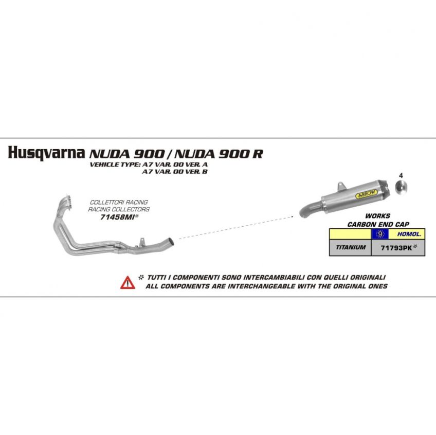 HUSQVARNA Nuda 900 / Nuda 900R 2012 ARROW titanium / carbon Works silencer 