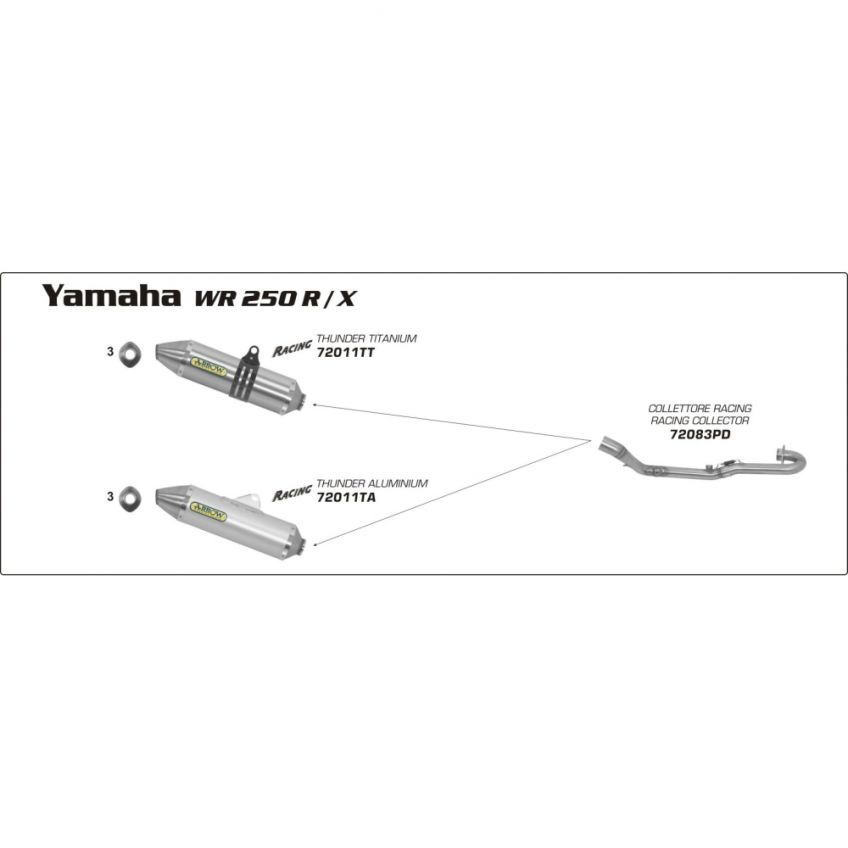 Yamaha WR250R | WR250X | WR250 08-11 ARROW Full race system with aluminium silencer