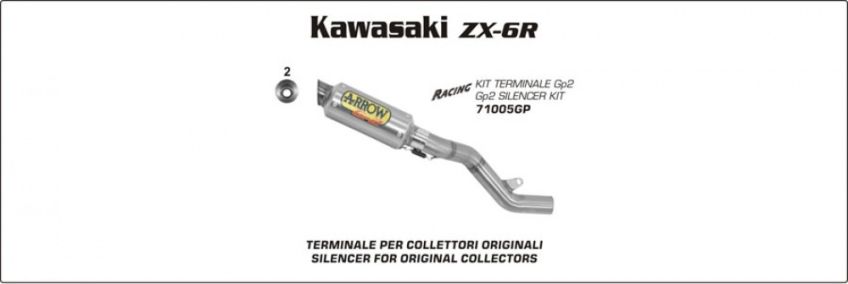 Kawasaki ZX-6R | ZX6R | 636 09-15 ARROW GP2 Titanium Race Silencer (retains cat.)