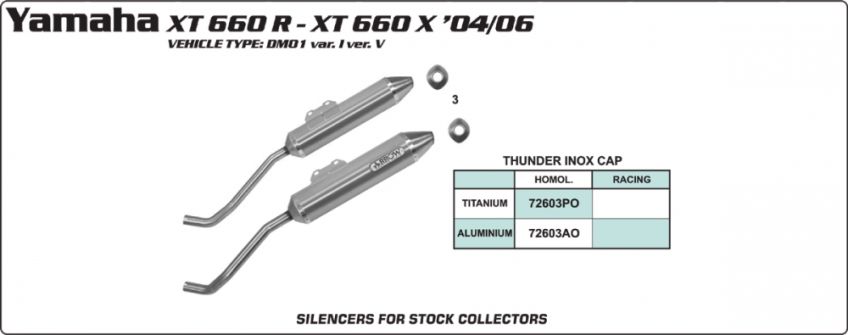 Yamaha XT660R | XT660X 04-13 ARROW Pair of thunder oval aluminium silencers
