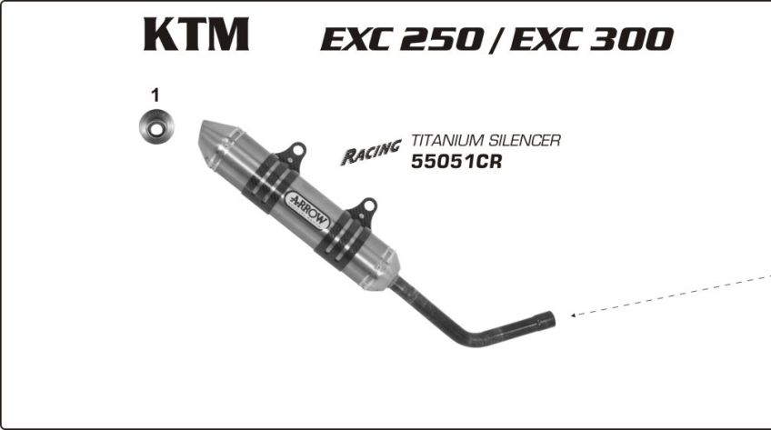 KTM 250 EXC, 300 EXC 2 stroke 05-09 ARROW Titanium race silencer 