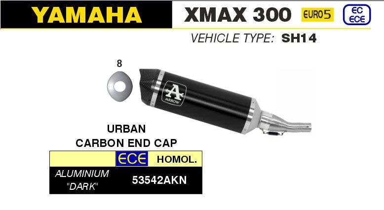 YAMAHA XMAX 300 2021-2022 ARROW Dark Aluminium / Carbon Urban Silencer