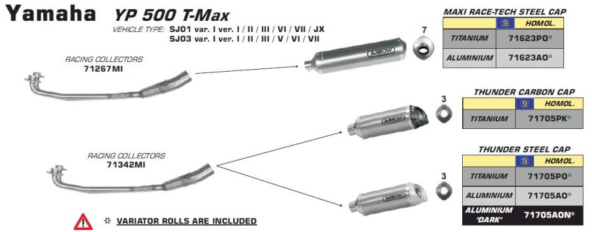 Yamaha YP500 T-Max 01-07 ARROW Full system titanium silencer