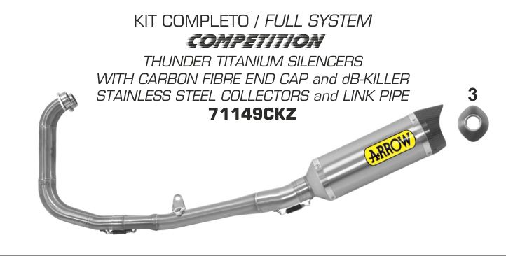 Yamaha YZF-R3 Full ARROW Race Exhaust with Titanium / Carbon silencer