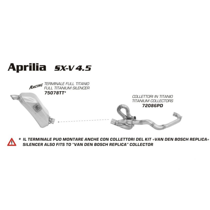 Aprilia SX-V 4.5 07-11 Full ARROW Exhaust race system with titanium silencer
