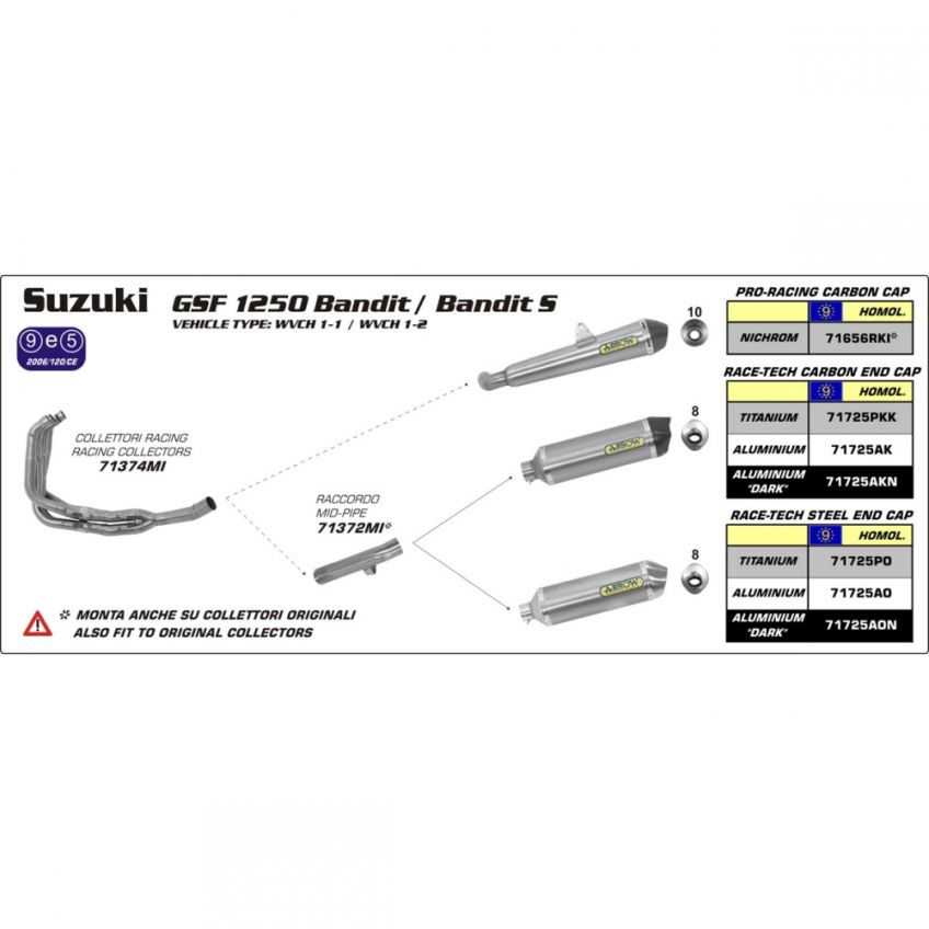 Suzuki GSF1250/GSF1250S Bandit 07-13 ARROW aluminium/carbon silencer 