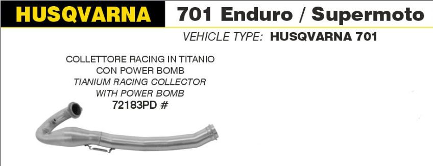 HUSQVARNA 701 ENDURO | SUPERMOTO ARROW Titanium Exhaust Collector - Power Bomb