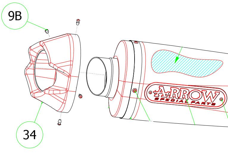 Replacement ARROW Carbon Fibre End Cap Works Silencers