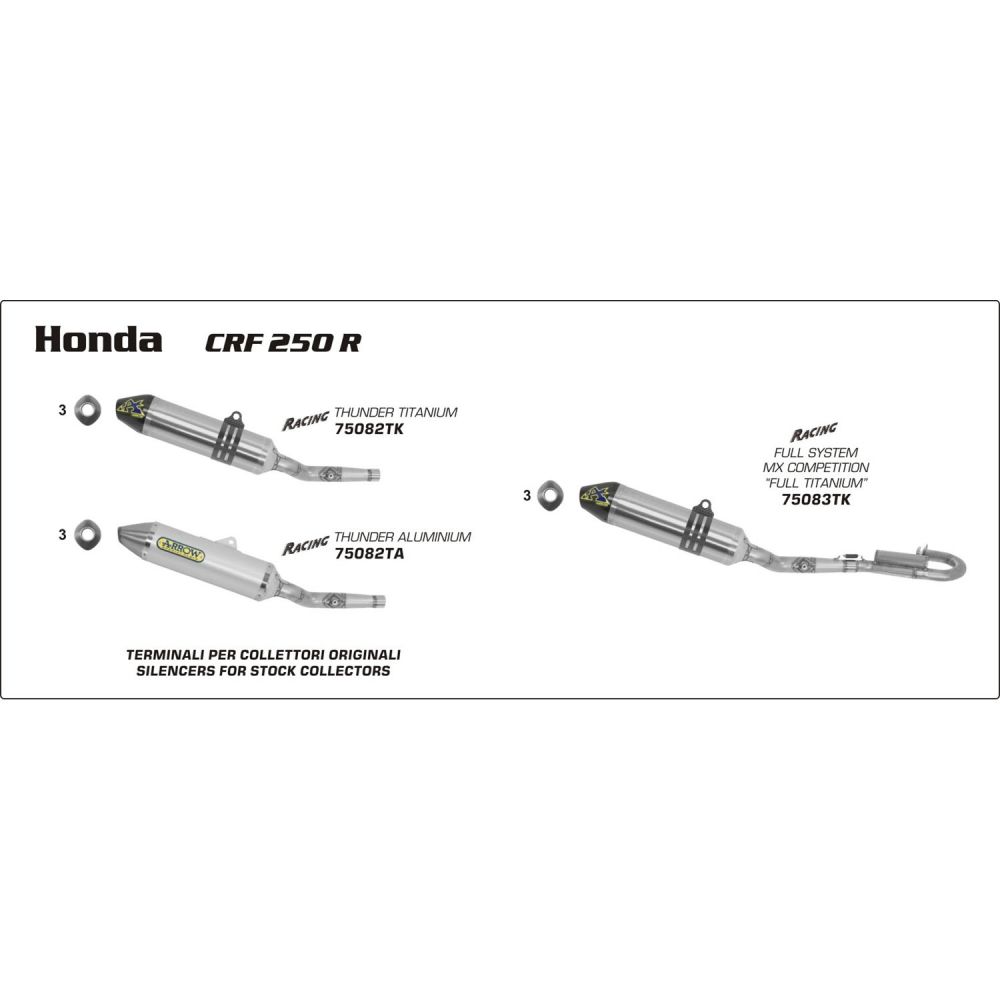 Honda CRF250R 2010 ARROW All titanium 94db full race system with carbon end cap 