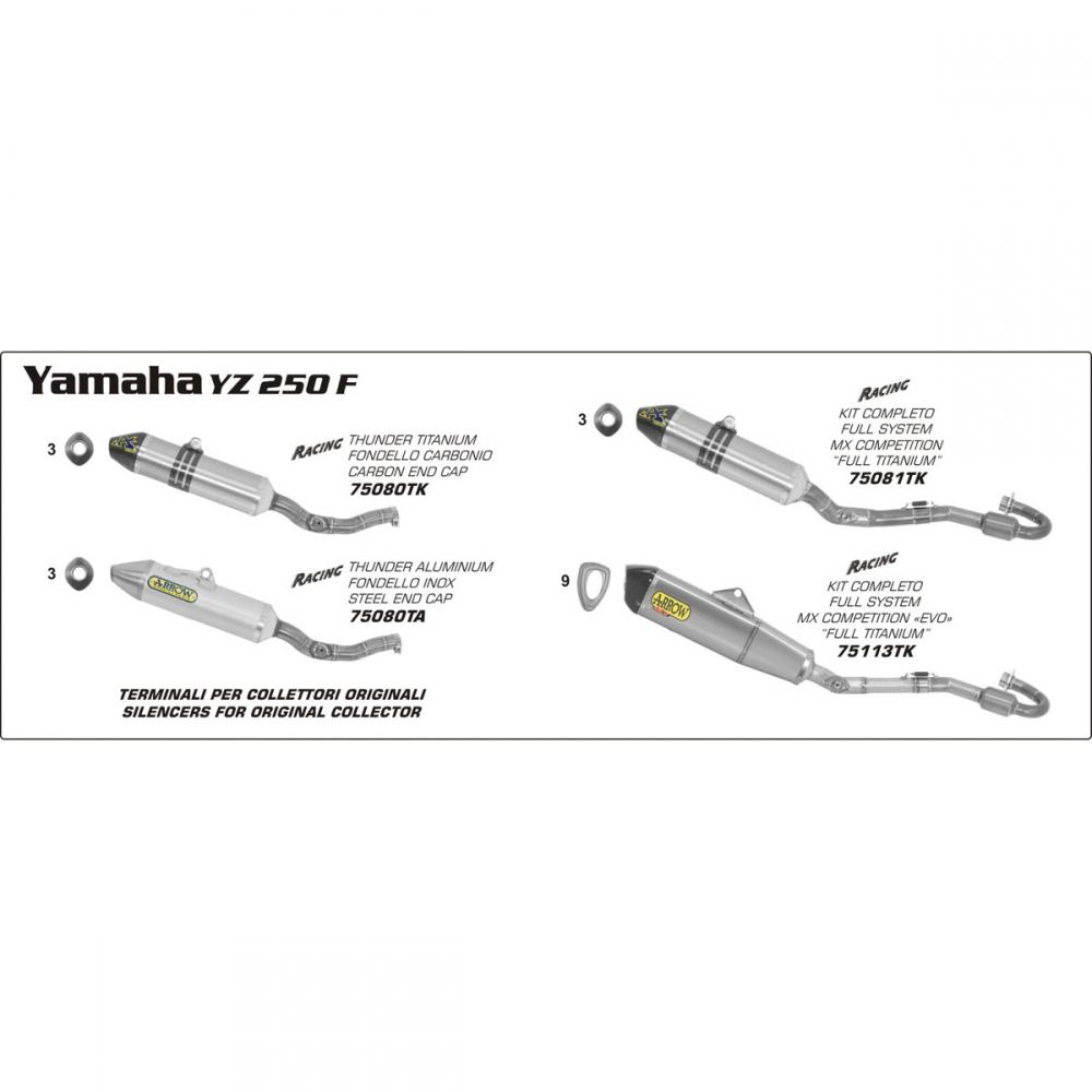 Yamaha YZ250F 10-13 ARROW Aluminium/carbon 94db race silencer 
