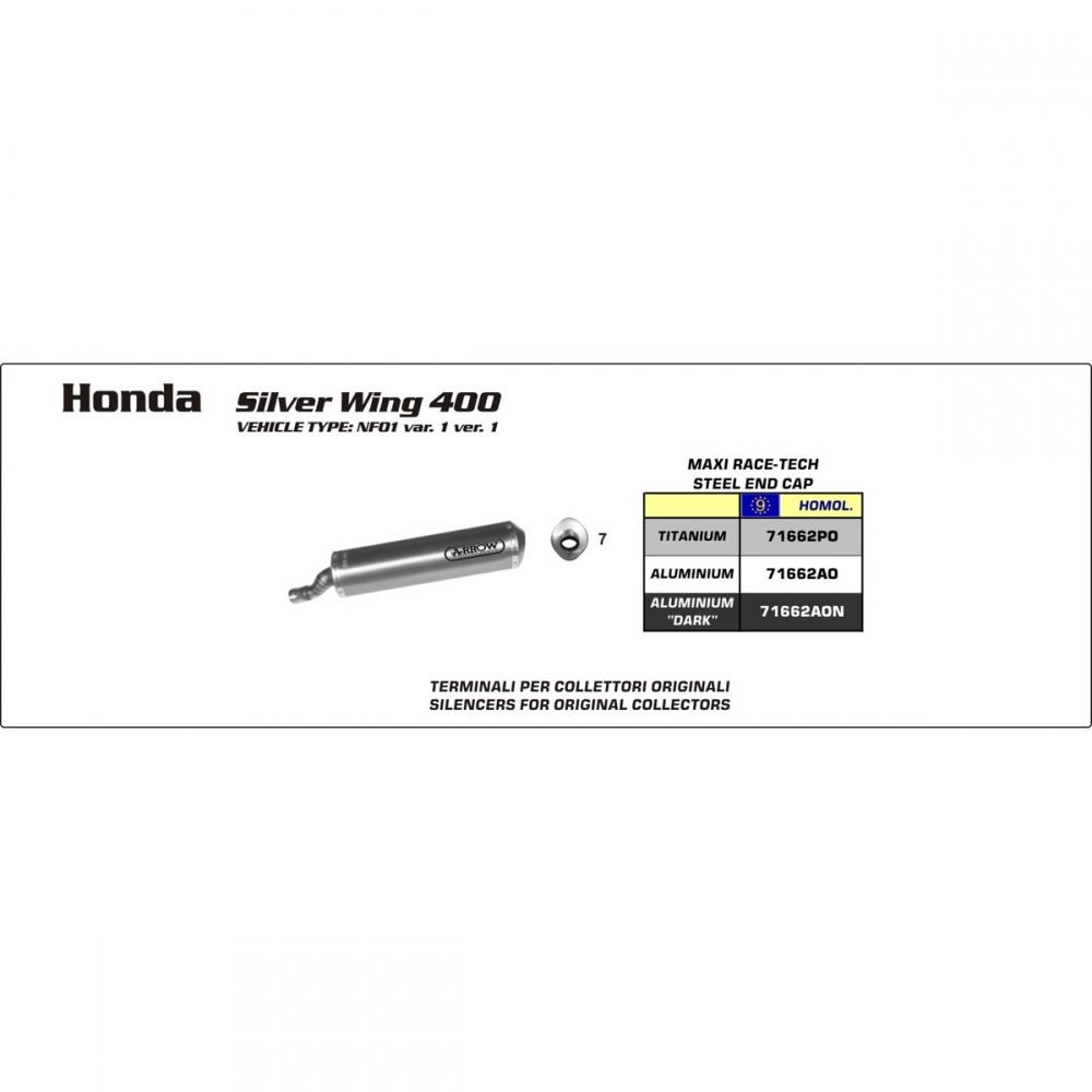 Honda Silver Wing 400 05-09 ARROW Aluminium silencer 