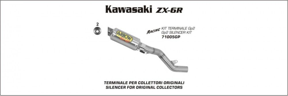 Kawasaki ZX-6R | ZX6R | 636 09-15 ARROW GP2 Titanium Race Silencer (retains cat.)