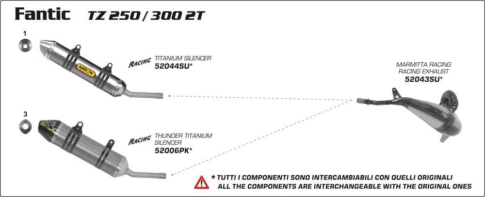 Fantic TZ 250/350 ES Scuderia 10-11 ARROW Titanium/carbon race silencer 
