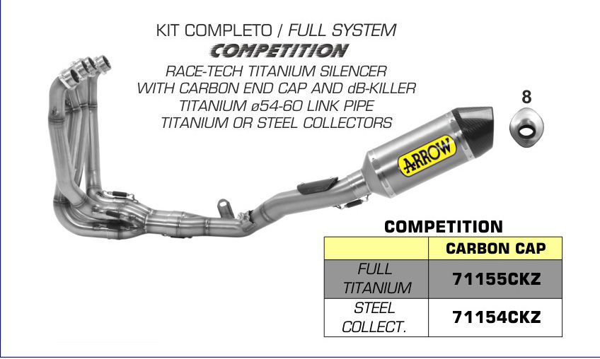 Kawasaki ZX-10R | ZX10R 2011-2018 Replacement ARROW Competition titanium / carbon fibre silencer