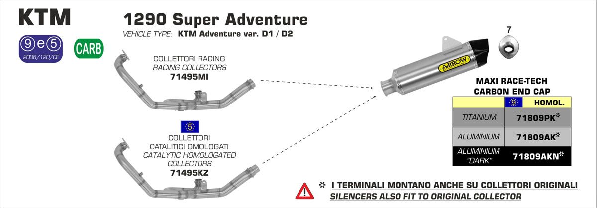 KTM 1290 Super Adventure 2015-2016 Arrow Titanium / Carbon silencer