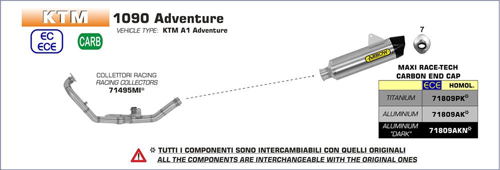 KTM 1090 Adventure 2017 Full Arrow Exhaust with Titanium / Carbon Silencer