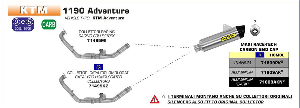KTM 1190 Adventure R 2013-2016 Arrow road approved titanium/carbon silencer