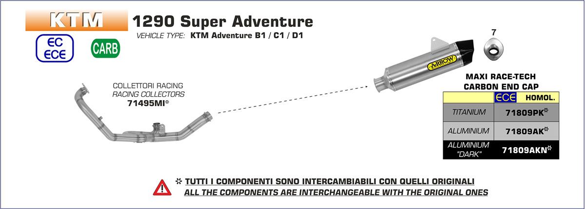 KTM 1290 Super Adventure 2017-2020 Arrow Exhaust with Dark Aluminium / Carbon silencer