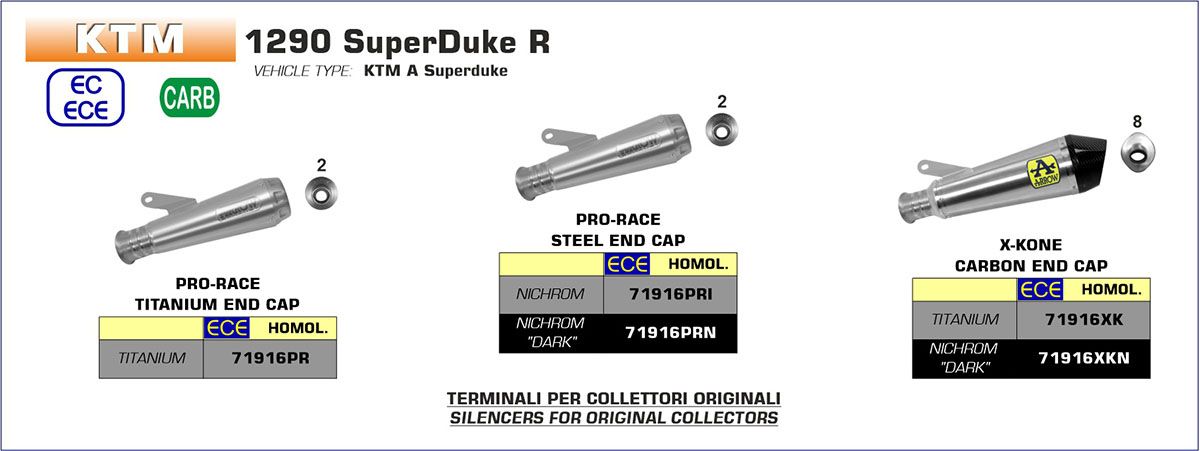 KTM 1290 Super Duke R 2020-2023 Arrow Dark Steel / Carbon X-Kone silencer