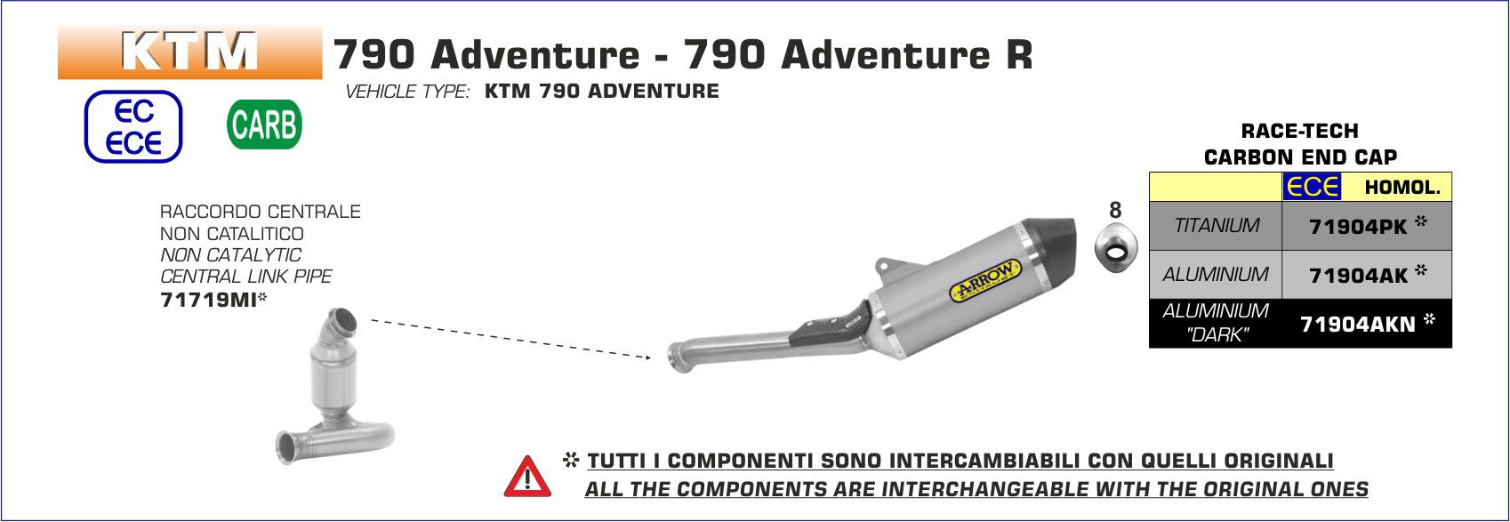 KTM Adventure 790 2019-2020 Arrow Dark Aluminium Carbon Silencer
