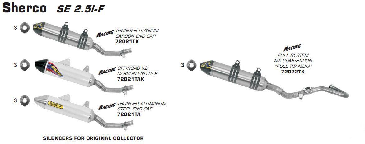 Sherco SE 2.5 i-F 2011 ARROW Aluminium 94db race silencer to fit to original collector