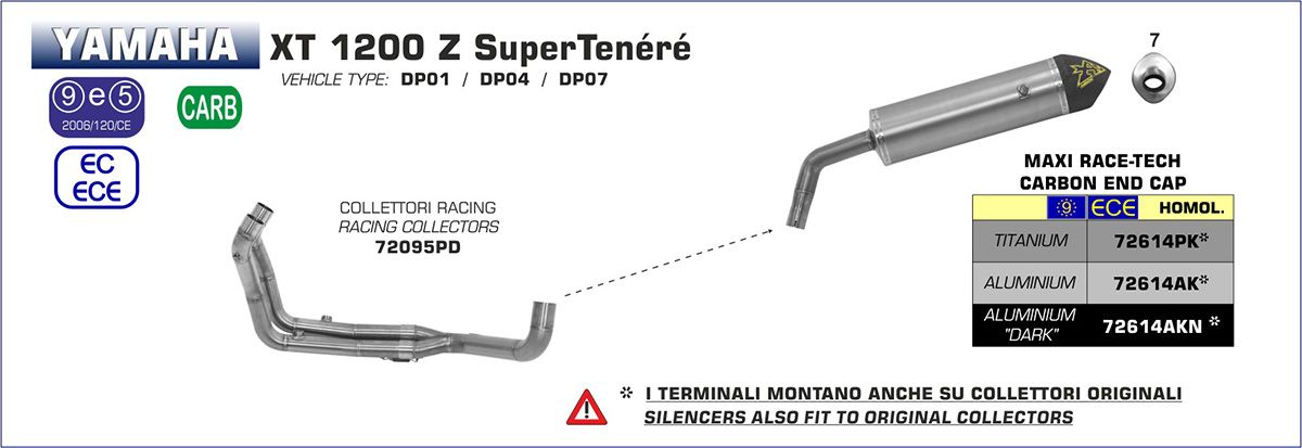 Yamaha XT1200Z Super Tenere 2010-2018 ARROW aluminium / carbon fibre silencer 