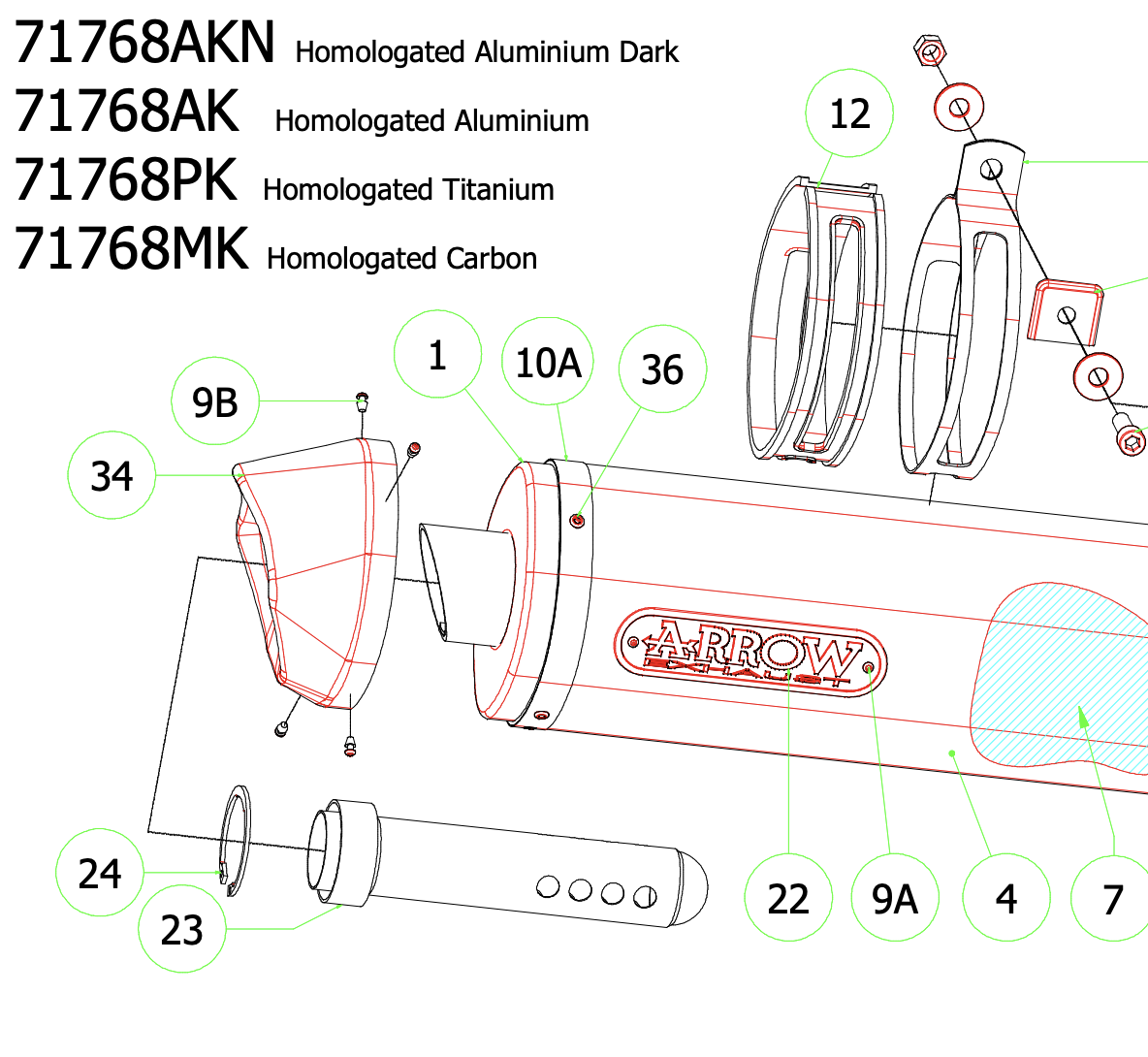 Ducati Multistrada 1200 2010-2014 ARROW Baffle db Killer and